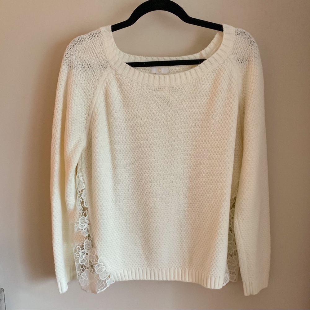 White Lace Detail Sweater